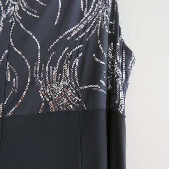 ALEX EVENINGS Grey Silver Sequin Ruched Maxi Evening Dress Gown - Size US 16W - Picture 13 of 15